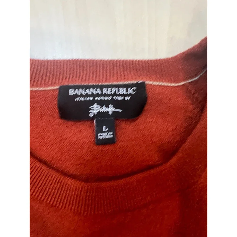 Banana Republic Men's Sweater Medium 100% Merino Wool Long Sleeve Brown orange